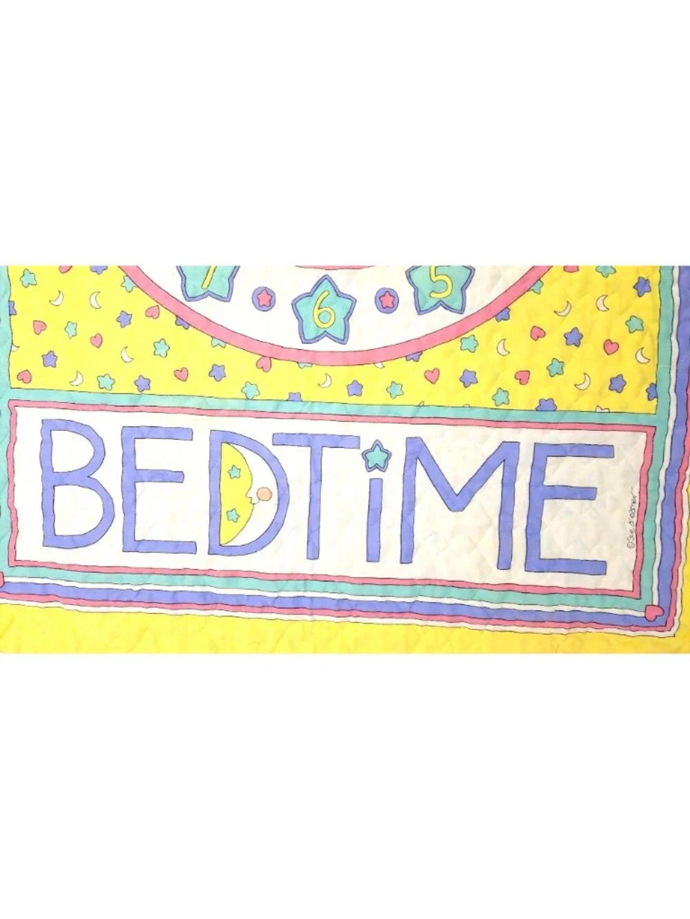 Vintage Sue Dreamer Bedtime Teddy Bear Clock Baby Nursery Quilt 37